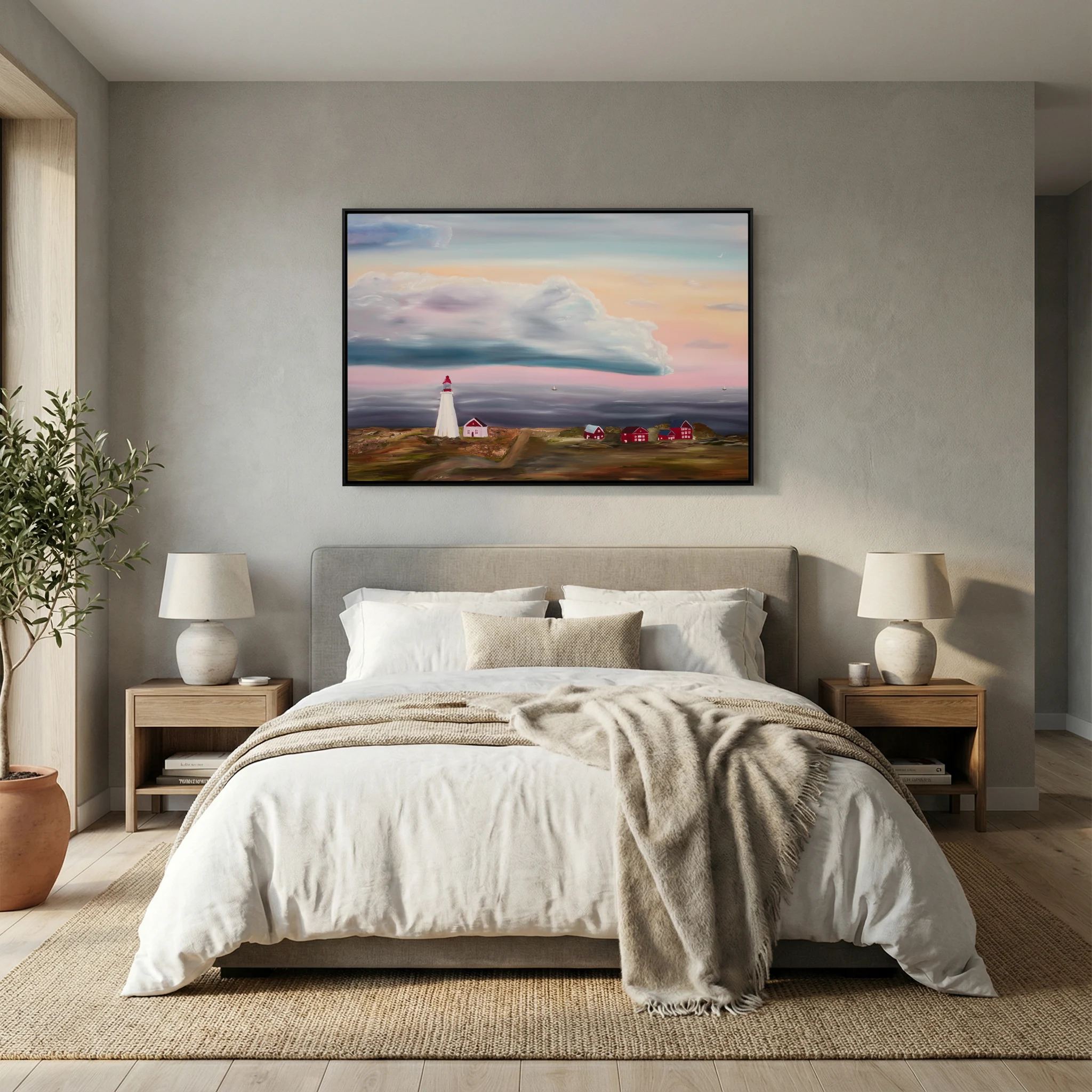 Where the Light Finds the Shore – Québec Lighthouse Coastal Landscape Fine Art Print