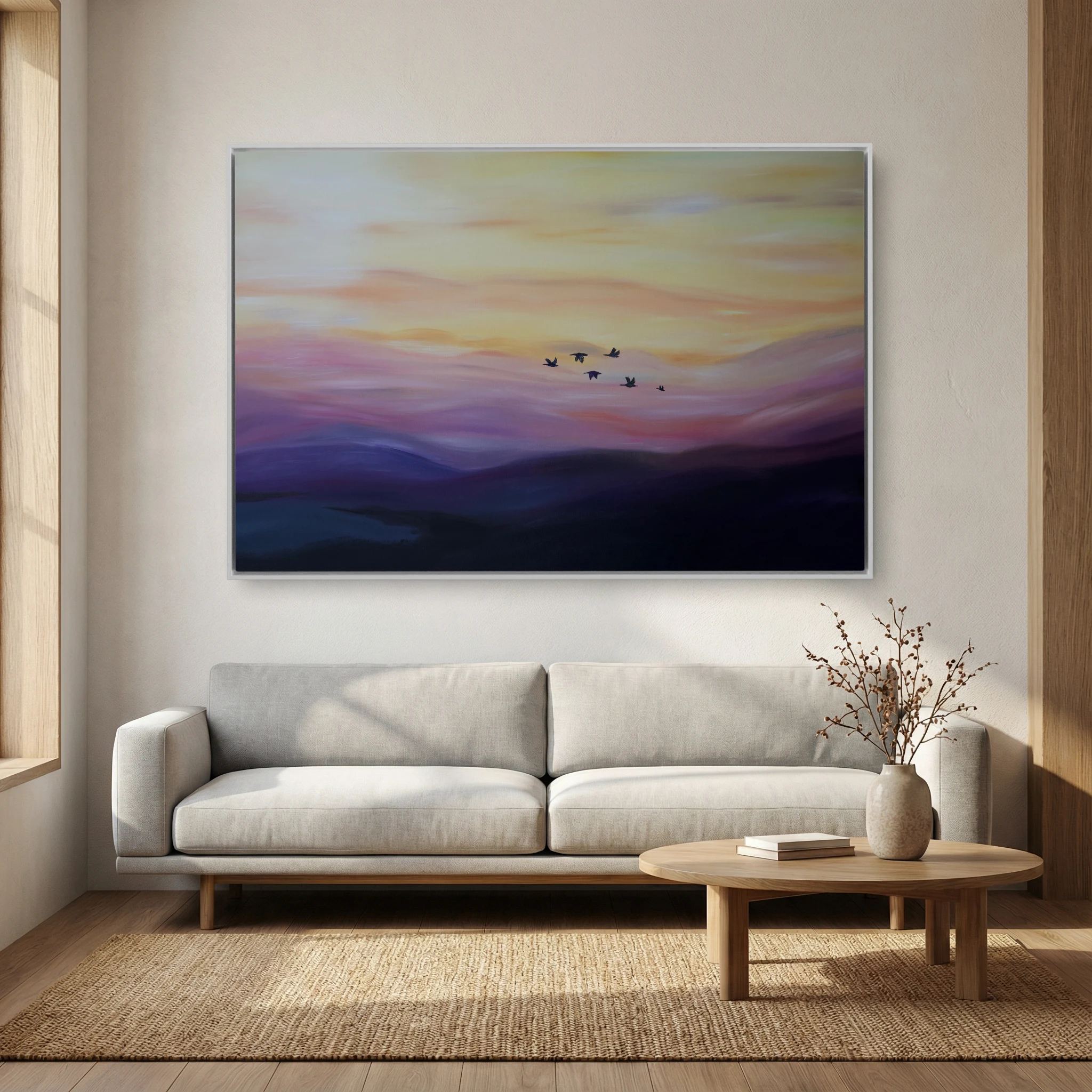 Flight into Dusk – Coastal Seabird & Ocean Landscape Fine Art Print