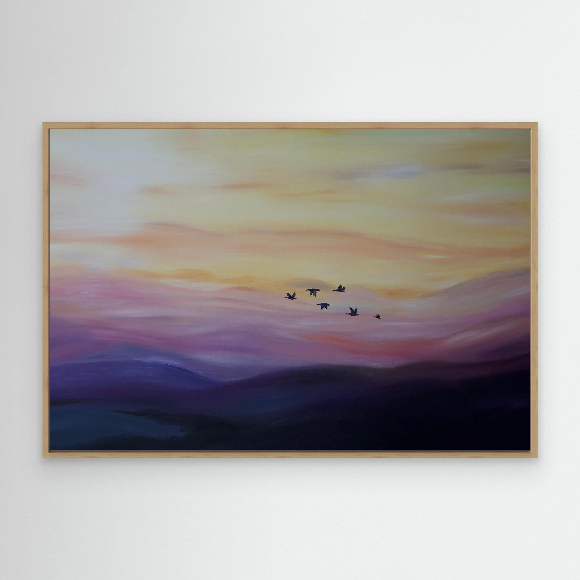 Flight into Dusk – Coastal Seabird & Ocean Landscape Fine Art Print